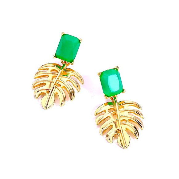 Anthropologie Jewelry - 🍋2/$30 New Anthro Gold Monstera Leaf Earrings